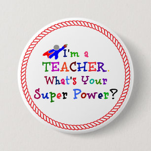 Teacher Superhero Pinback Button