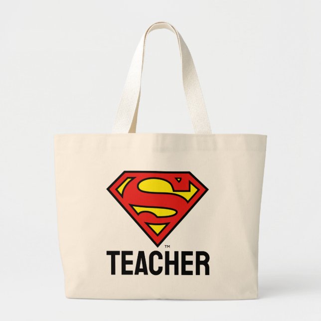 Teacher Superman S-Shield | Superman Logo Large Tote Bag (Front)