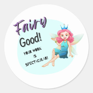 Bright Rainbow Good Work Reward Kids Classic Round Sticker, Zazzle