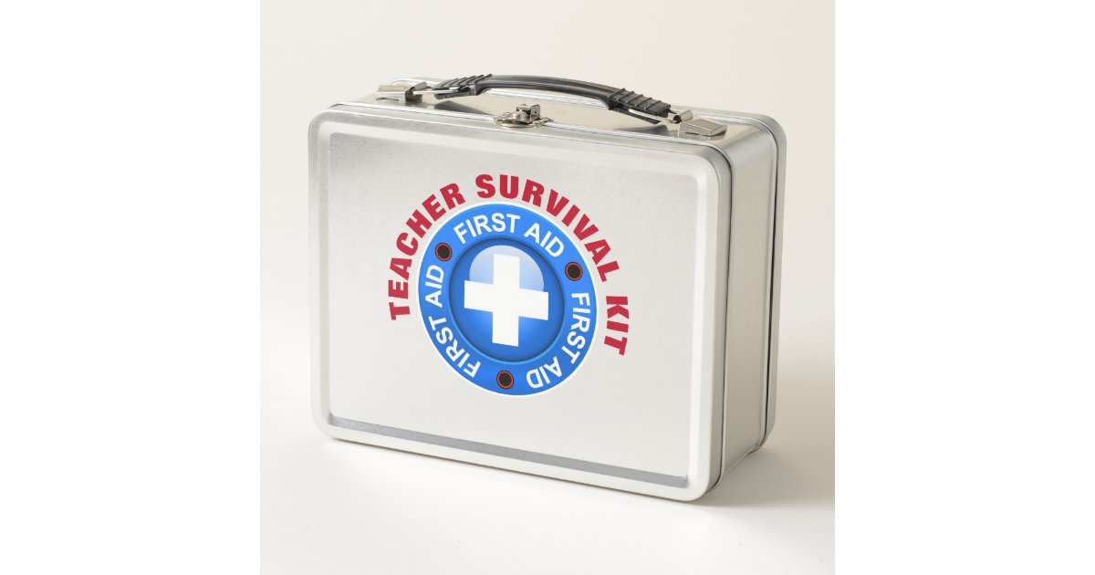Teacher Survival Kit - Customize Back  Metal Lunch Box