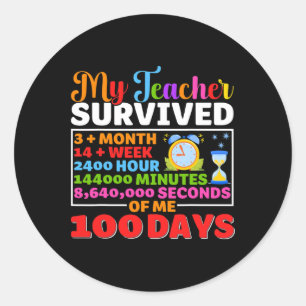 Teacher Survive 100 Days Of Me Fun 100 Day Of Scho Classic Round Sticker