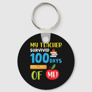 Teacher Survived 100 Days Of Me Fun 100 Days Of Sc Keychain