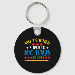 Teacher Survived 100 Days Of Me Fun 100 Days Of Sc Keychain