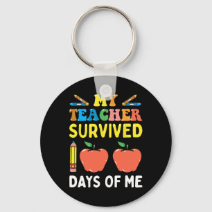 Teacher Survived 100 Days Of Me Fun School Keychain