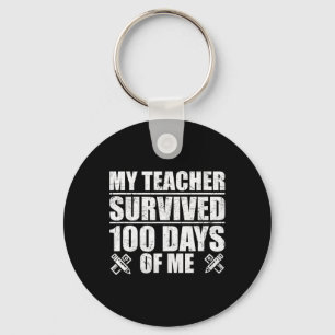 Teacher Survived 100 Days Of Me Fun Student Keychain