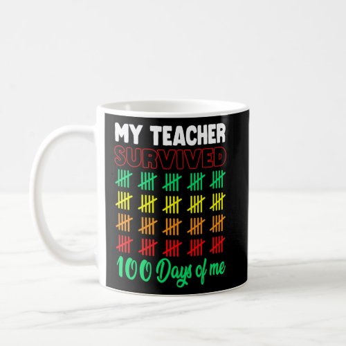 Teacher Survived 100 Days Of Me School Fun Kids Co Coffee Mug