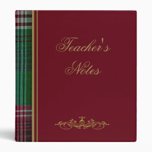 Teacher Tartan School Binder  Green, Red Blue