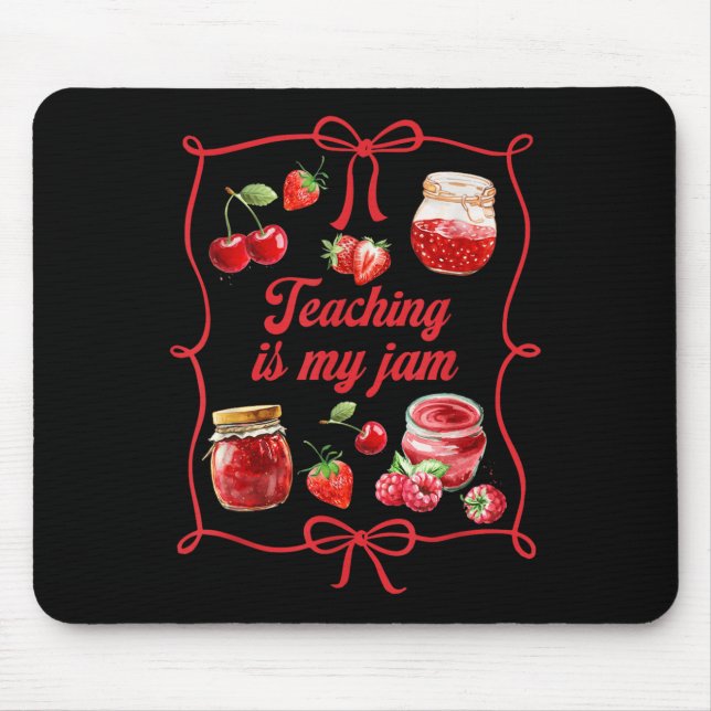 Teacher Teach Loves Insre Strawberry Teaching Is M Mouse Pad (Front)