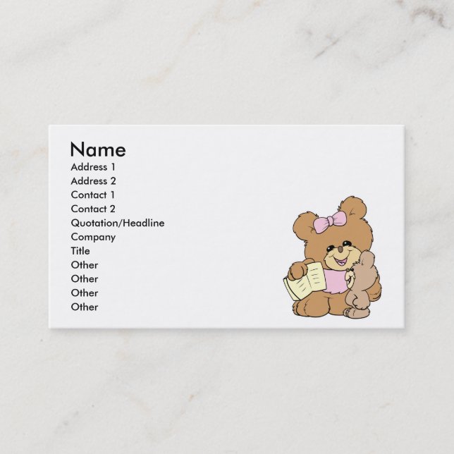 teacher teaching baby teddy bear design business card (Front)