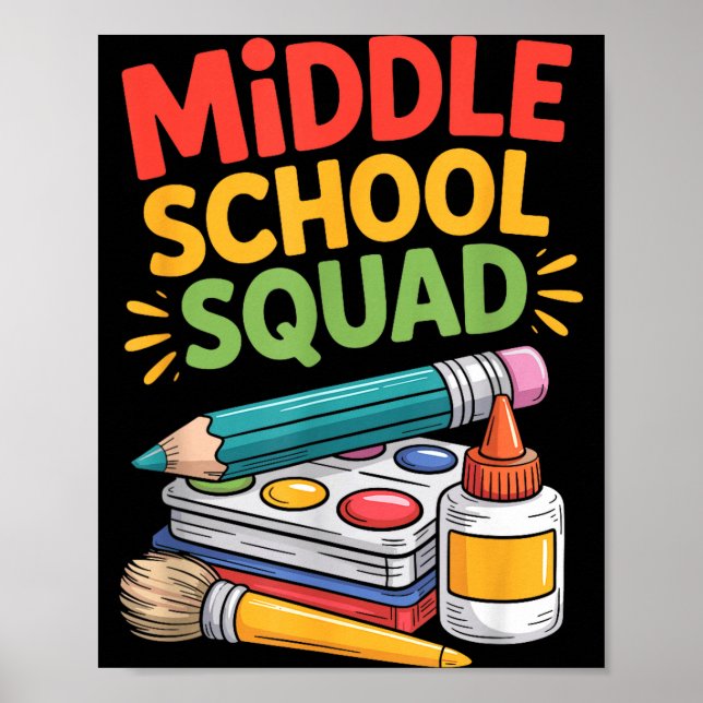 Teacher teaching kids educator middle school squad poster (Front)