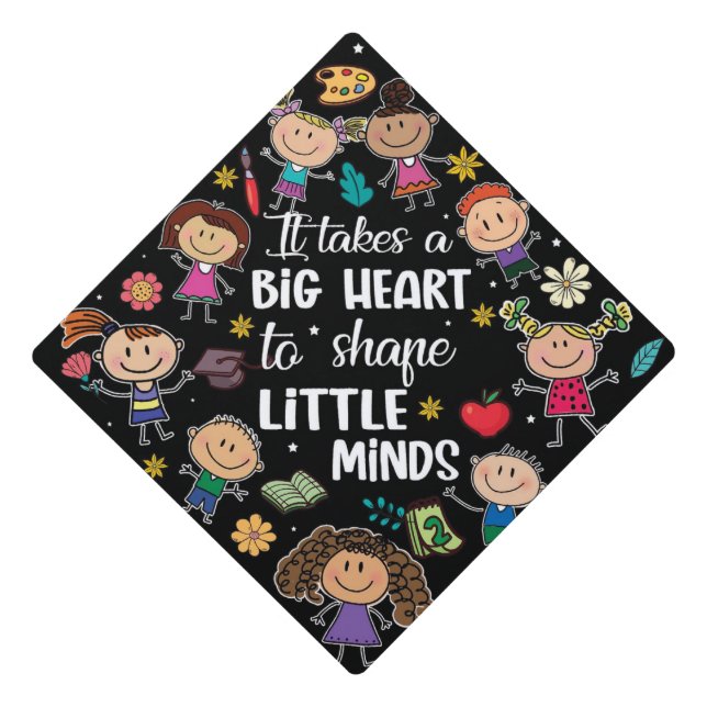 Teacher Teaching Little Minds Graduation Cap Topper (Front)