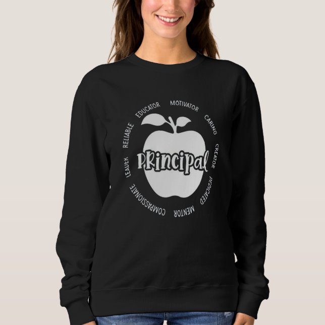 Teacher Team Back To School Apple Principal Typogr Sweatshirt (Front)