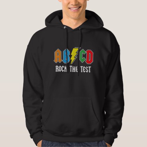 Teacher Testing Retro ABCD Rock The Test Day Funny Hoodie