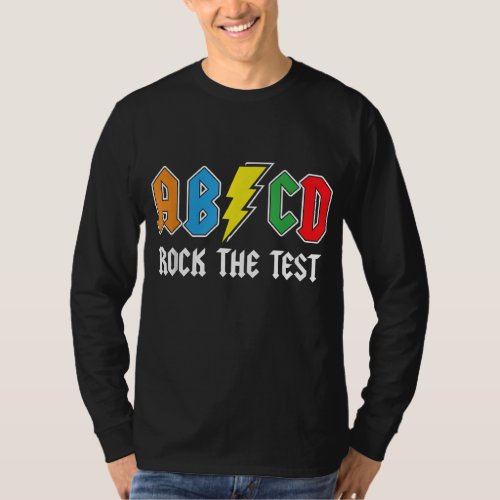 Teacher Testing Retro ABCD Rock The Test Day Funny T_Shirt