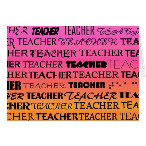 Teacher Text Fonts Blank Card