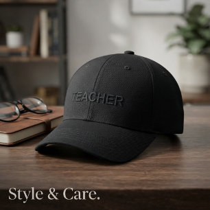 TEACHER Text Mark Clean Modern Design Embroidered Baseball Cap