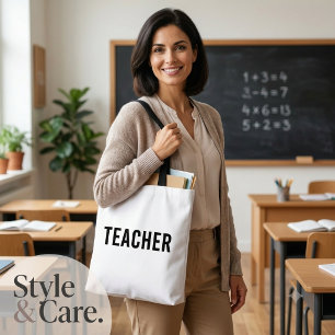 Teacher Text Statement Customizable White Tote Bag
