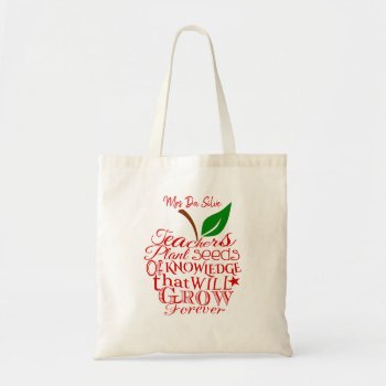Teacher Thank You Apple Plant Seeds Knowledge Tote Bag by GenerationIns at Zazzle