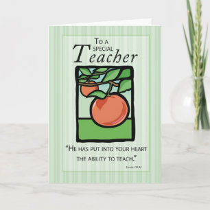 Teacher Thank You, Apple Religious You Card
