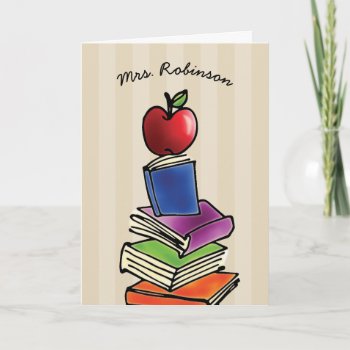 Teacher Thank You Apple With Book Stack by ilovedigis at Zazzle