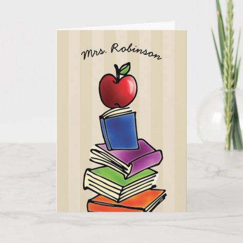 Teacher Thank You Apple with Book Stack