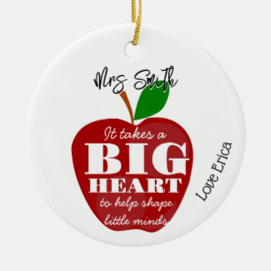 Teacher thank you apple word art christmas ceramic ornament
