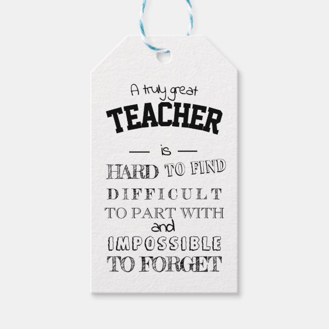 Teacher Thank you Appreciation Gift Script quote Tags (Front)