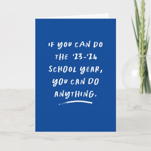 Teacher thank you blue school year card