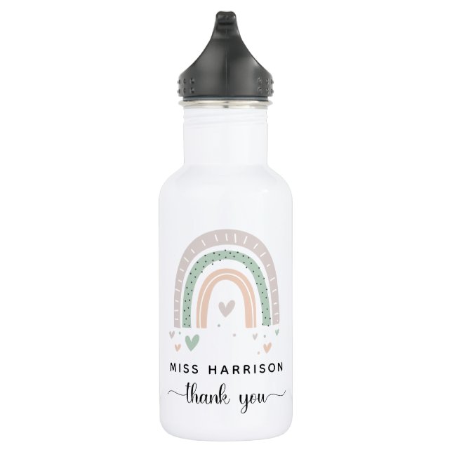 Teacher Thank You Boho Rainbow Stainless Steel Water Bottle (Right)
