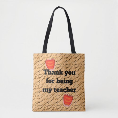 Teacher Thank You Bright Red Apple Appreciation Tote Bag