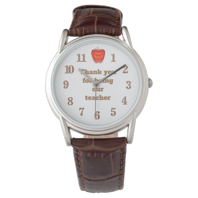 Teacher Thank You Bright Red Apple Appreciation Watch (Front)