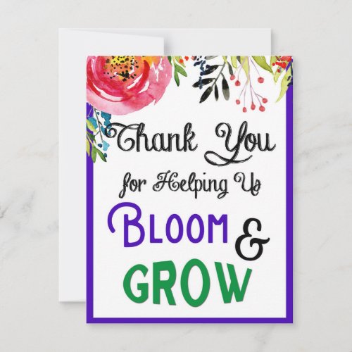 Teacher Thank You Card Bloom  Grow Thank You