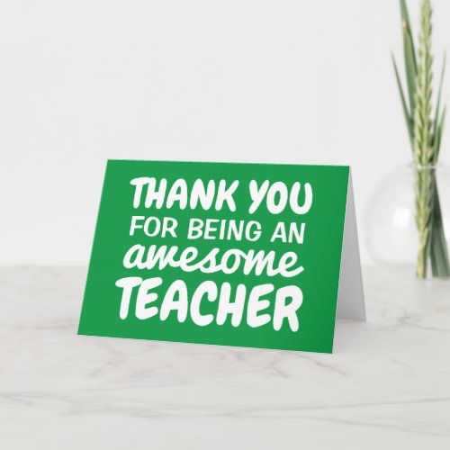 Teacher thank you card green