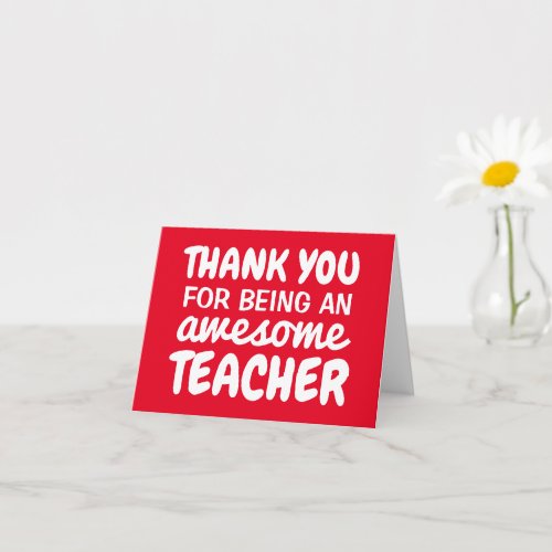 Teacher thank you card red