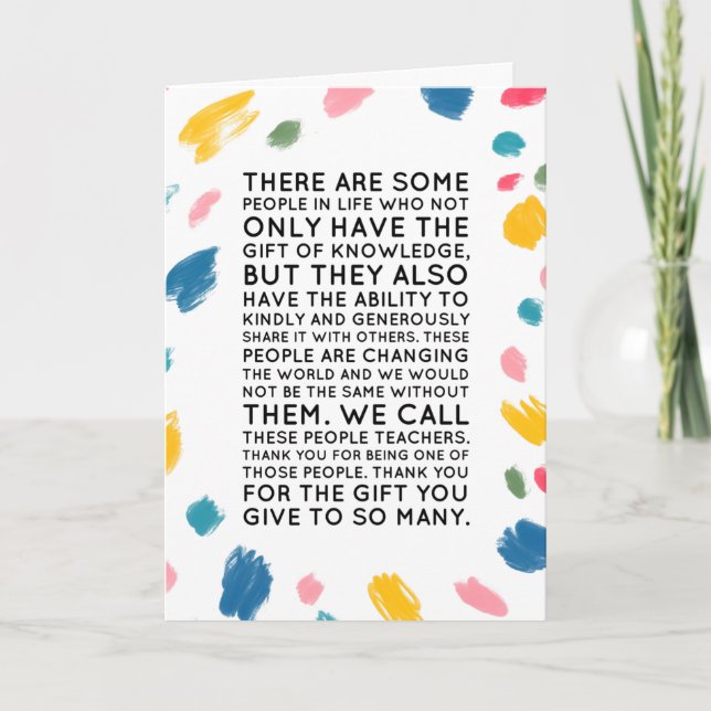 Teacher Thank You Card - Unique Colorful (Front)