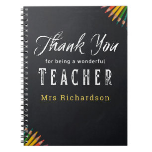 Teacher Thank You Chalkboard Custom Name Notebook