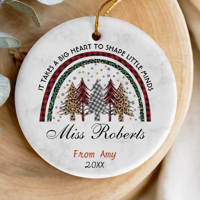 Teacher thank you Christmas rainbow  trees Ceramic Ornament (Creator Uploaded)