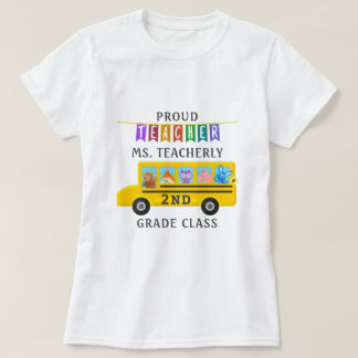 Teacher Thank You Custom Name | Cute Animals Bus T-Shirt