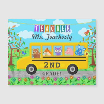 Teacher Thank You Custom Name | Cute Bus Animals by HaHaHolidays at Zazzle