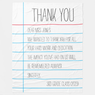 Teacher - Thank You - Fleece Blanket (Customize)