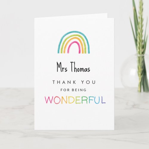 teacher thank you for being wonderful  card