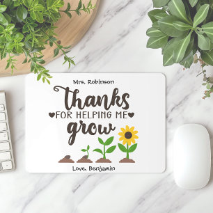 Teacher Thank You for Helping Me Grow Sunflower Mouse Pad