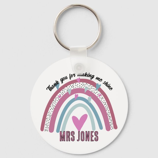 teacher thank you for making me rainbow retirement keychain (Front)