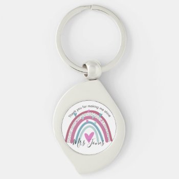Teacher Thank You For Making Me Rainbow Retirement Keychain by GenerationIns at Zazzle