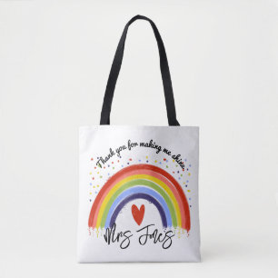 teacher thank you for making me rainbow retirement tote bag