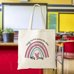 teacher thank you for making me rainbow retirement tote bag