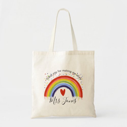 teacher thank you for making me rainbow retirement tote bag