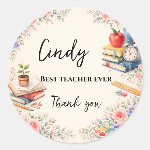 Teacher Thank You Gift | End of School Year Classic Round Sticker