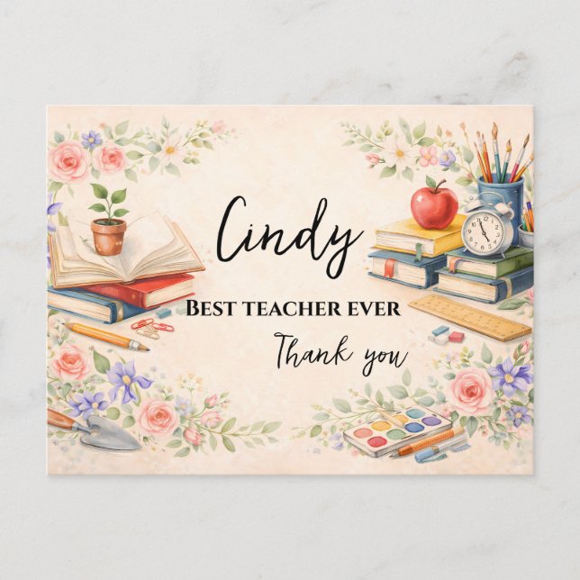 Teacher Thank You Gift | End of School Year Postcard (Front)