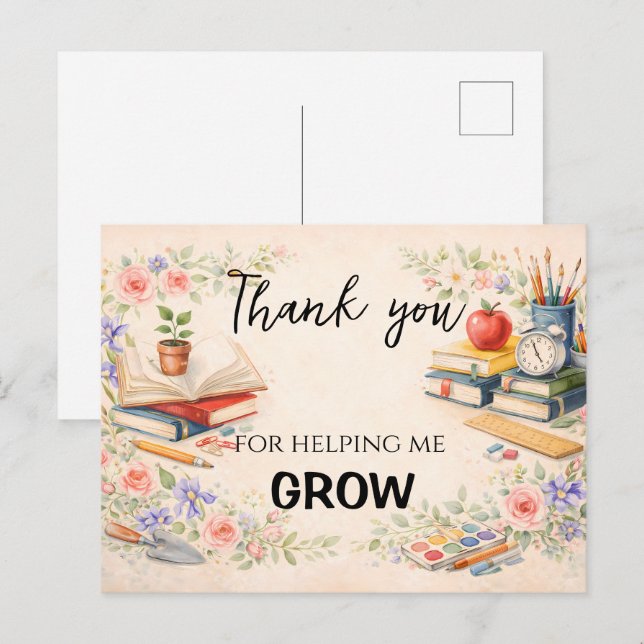 Teacher Thank You Gift | End of School Year Postcard (Front/Back)